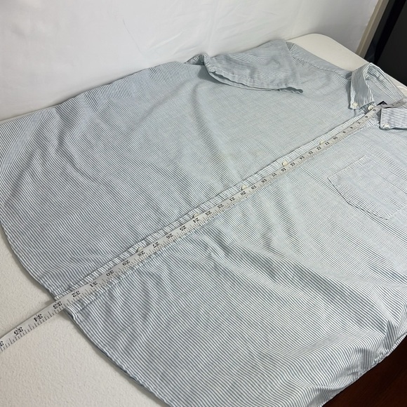 Patagonia Sz XXL Organic Cotton Blend Short Sleeve Blue/White Button Down Shirt - Picture 9 of 13